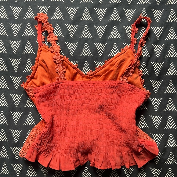 Orange Lace Peplum Top - Picture 5 of 6
